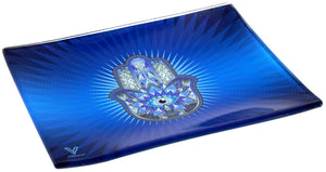 V. Syndicate Hamsa Blue Glass Tray