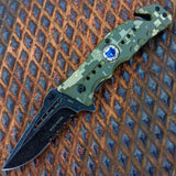 8" Black Water Collection Camoflauge Folding Spring Assisted Knife with Belt Clip