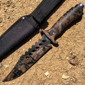 10.5" Fixed Blade Camouflage Hunting Knife Stainless Steel