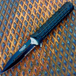 9" Spring Assisted Knife All Black with Belt Clip