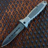 8.5" Silver Folding Spring Assisted Knife 440 Stainless Glass Breaker