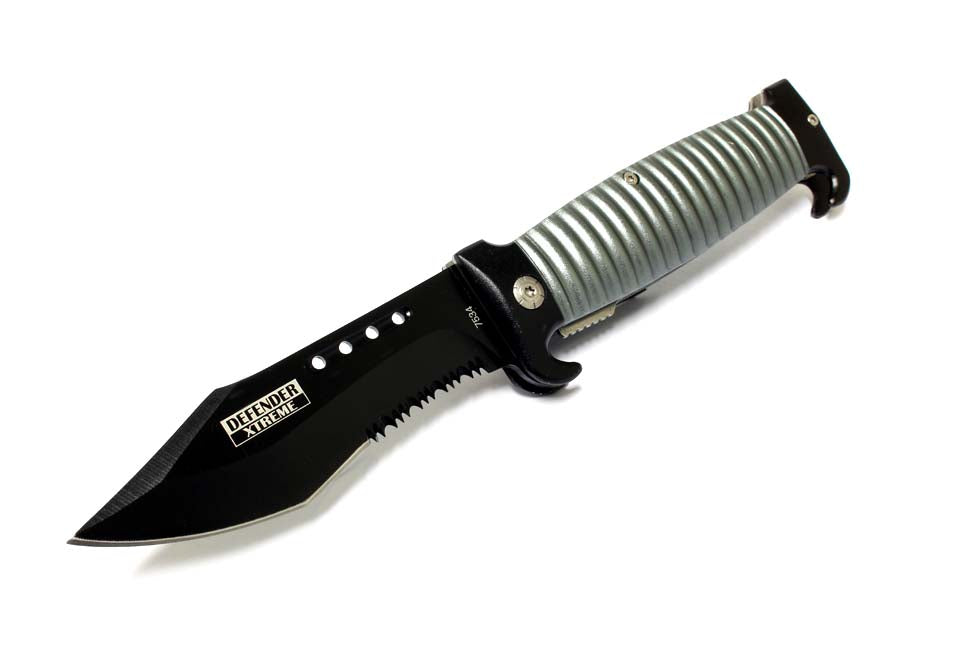 8.5" Defender Extreme Spring Assisted Knife with Belt Clip - Grey