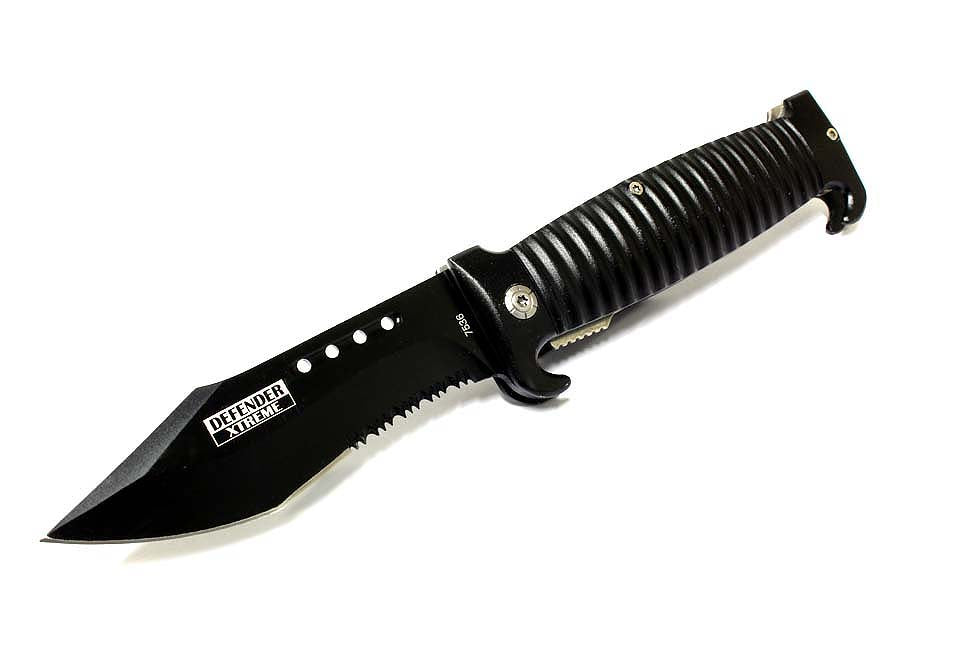 8.5" Defender Extreme Spring Assisted Knife with Belt Clip - Black