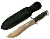 13" Defender Xtreme Serrated Blade Silver & Black Hunting Knife with Sheath