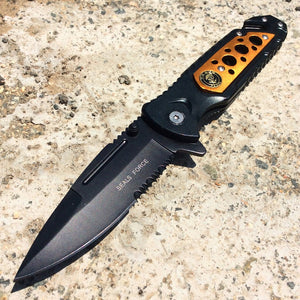 8" Seals Force Orange Spring Assisted Knife with Clip
