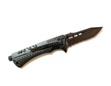 8.5" Defender Xtreme All Black Stainless Steel Spring Assisted Knife with Belt Clip & Fire Starter