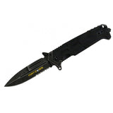 8.5" Huntdown Black Spring Assisted Metal Handle knife