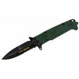 9" Hunt-Down Spring Assisted Green Handle with Clip