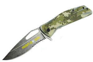 8.25" Hunt-Down Camouflage Folding Spring Assisted Knife with Belt Clip
