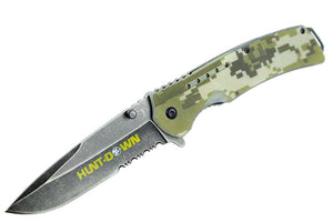 8.5" Hunt-Down Camouflage Folding Spring Assisted Knife with Belt Clip