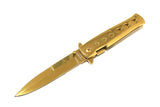 9" Defender Extreme Spring Assisted Knife with Belt Clip - Gold