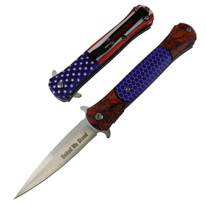 8.5" Spring Assisted Folding Knife Rescue Stainless Steel Unique Art Handle Blue