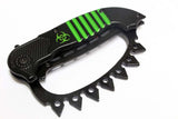 8.5" Zombie War Green & Black Spring Assisted Knife with Belt Clip
