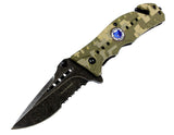 8" Black Water Collection Camoflauge Folding Spring Assisted Knife with Belt Clip