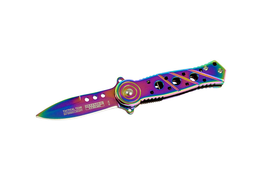 6" Defender Xtreme Multi Color Folding Spring Assisted Knife