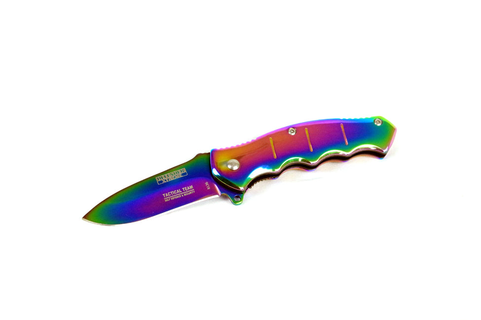 6.25" Defender Xtreme Multi Color Folding Spring Assisted Knife