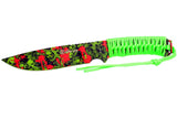 12" Zomb-War Hunting Knife Green Cord Wrapped Handle With Green Zombie Design