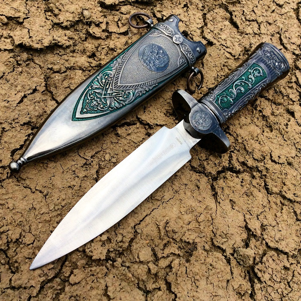 11" Silver Color Mongolian Dagger with Sheath