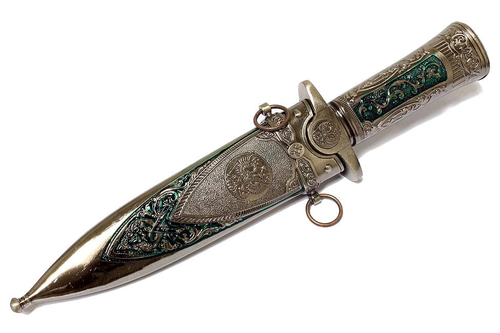 11" Silver Color Mongolian Dagger with Sheath