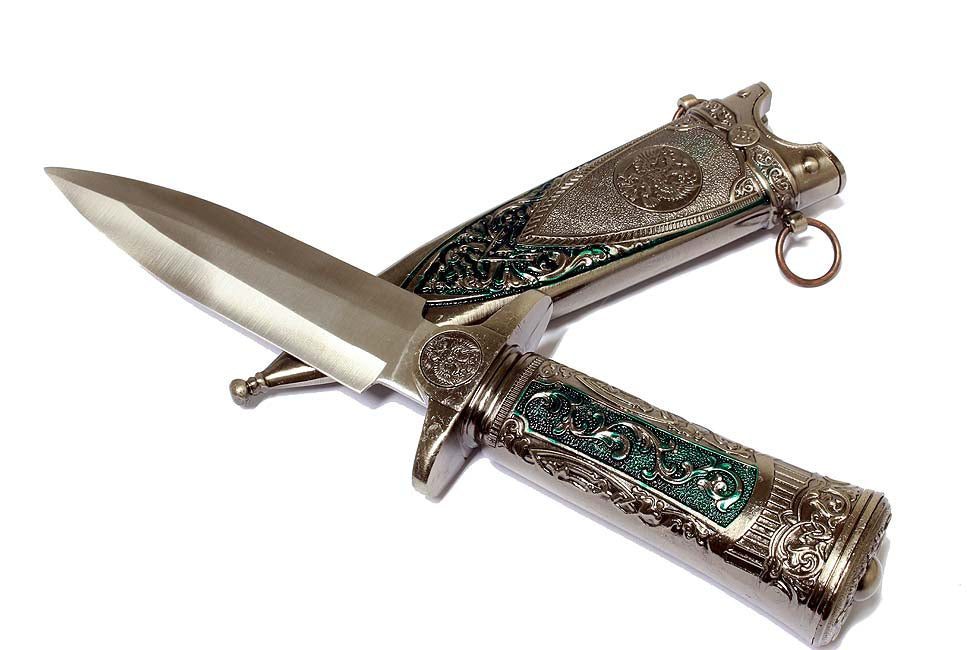 11" Silver Color Mongolian Dagger with Sheath