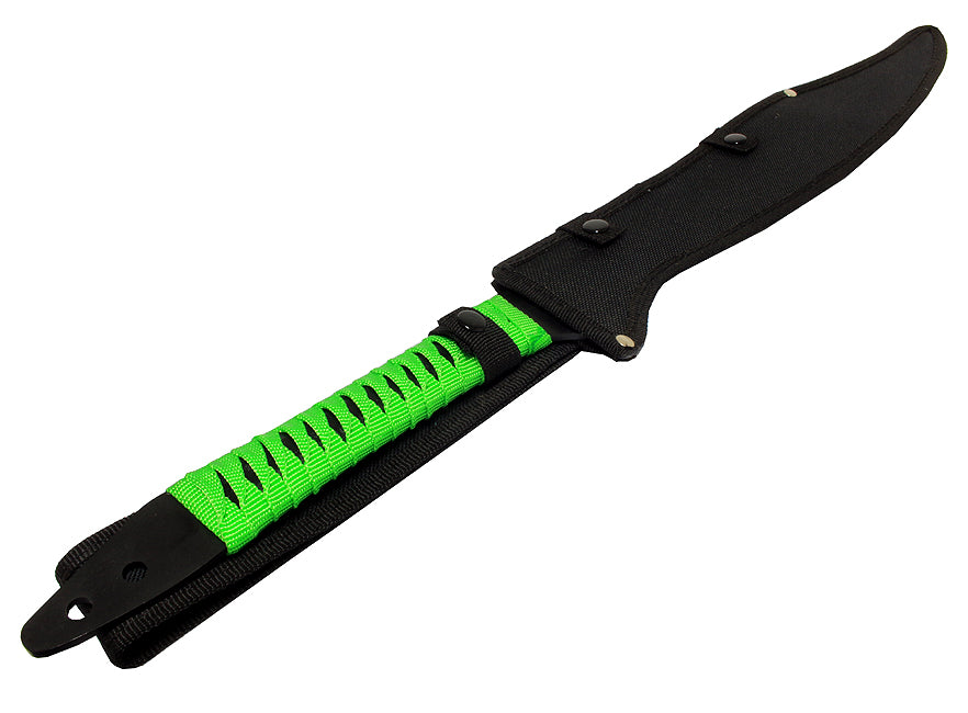 27" Full Tang Black Stainless Steel Green Zomb-War Sword