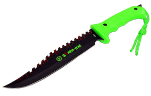 13" Zombie-War Stainless Steel Hunting Knife with Neon Green Handle