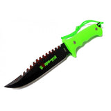 9" Zombie-War Stainless Steel Hunting Knife with Neon Green Handle