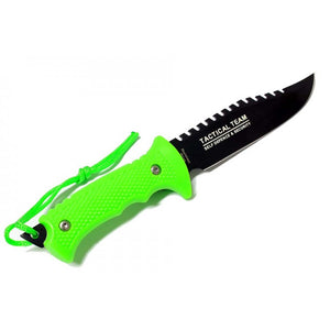 9" Zombie-War Stainless Steel Hunting Knife with Neon Green Handle