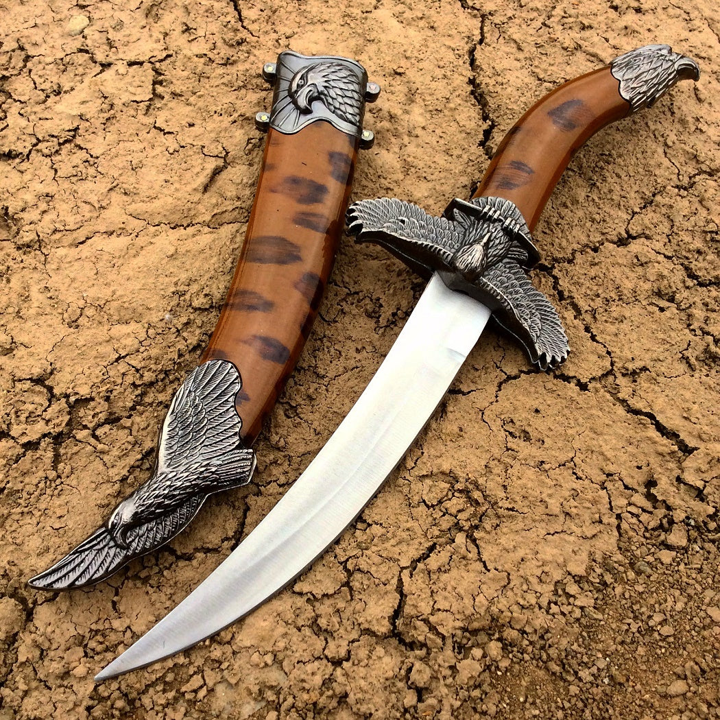 14" Brown Eagle Mongolian Dagger with Sheath