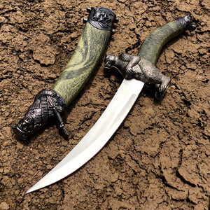 13.5" Green Bear Mongolian Dagger with Sheath