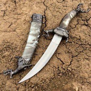 14" Grey Deer Mongolian Dagger with Sheath
