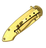 6.5" Defender Xtreme Spring Assisted Gold Colored Knife with Belt Clip
