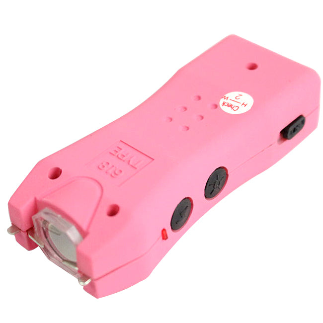 800 KV Flashlight LED Pink Stun Gun Safety Switch