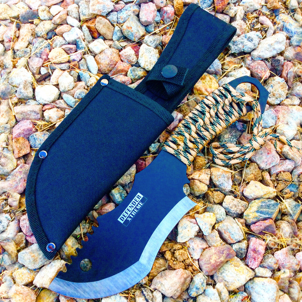 10.5" Defender Xtreme Hunting Knife Full Tang with Camo Nylon Wrapped Handle