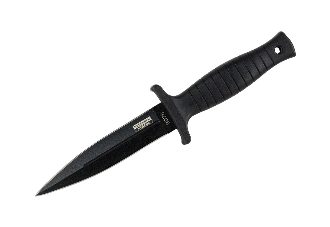 9" Defender-Xtreme Double Edge Black Outdoor Fixed Blade Hunting Knife w/ Sheath