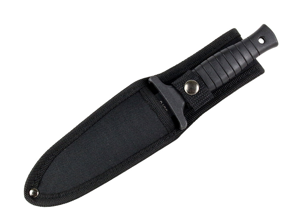 9" Defender-Xtreme Double Edge Black Outdoor Fixed Blade Hunting Knife w/ Sheath