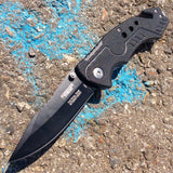 8" Defender Xtreme Spring Assisted Knife Black with Glass Breaker