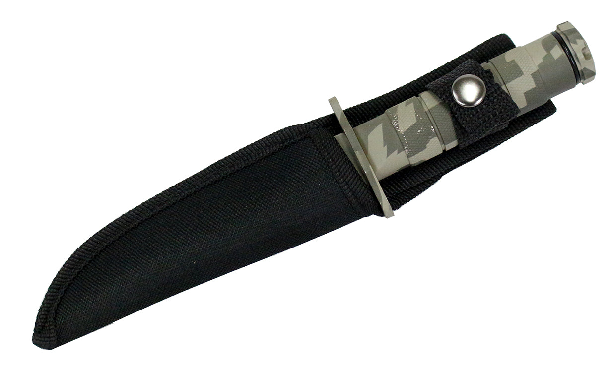 8.5" Defender Xtreme Digital Gray Camo Survival Knife with Sheath