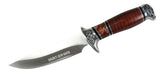 12" Hunt-Down Fixed Blade Brown and Chrome Knife with Leather Sheath