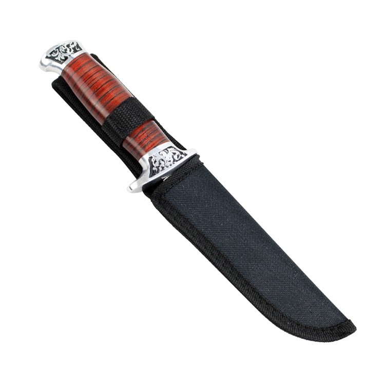 10" Hunt-Down Fixed Blade Knife engraved Handle and Nylon Sheath