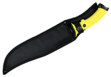 16" Defender Xtreme Full Tang Hunting Knife with Black/Yellow Rubber Handle