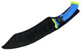 16" Hunt-Down Full Tang Hunting Knife with Blue/Neon Green Rubber Handle
