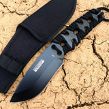 10" Defender-Xtreme Black Full Tang Survival Outdoor Knife with Nylon Sheath