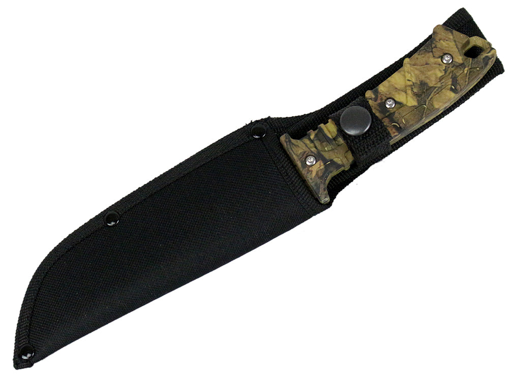 11" Defender Xtreme Full Tang Hunting Knife Woodland Brown Camo