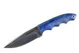 8" Huntdown Full Tang Hunting Knife with Blue Handle and Leather Sheath