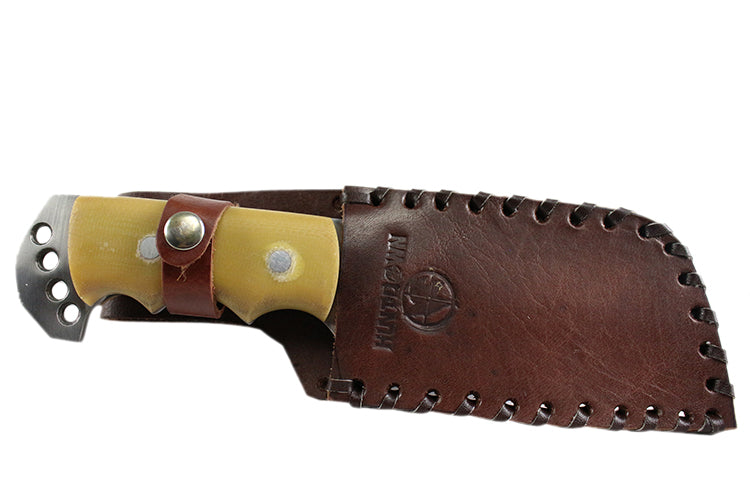 9" Huntdown Full Tang Hunting Knife with Weighted Handle and Leather Sheath