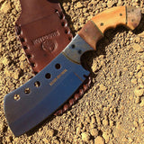 9" Huntdown Full Tang Hunting Knife with Decorative Handle and Leather Sheath