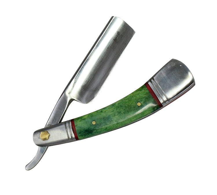 9.5" The Bone Edge Hand Made Green Razor Blade with Leather Sheath