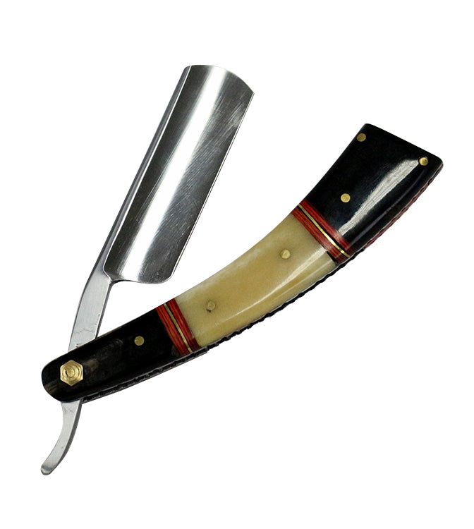 9.5" The Bone Edge Hand Made Black/White Razor Blade with Leather Sheath