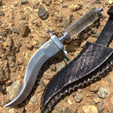 Defender Xtreme 12.5" Crystal Handle Stainless Steel Hunting Knife Curved With Leather Sheath